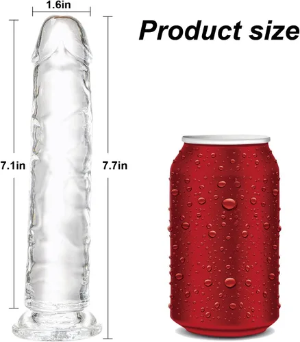 Miniatura 2 de Consolador transparente de 7.7 pulgadas, copa de succión fuerte - Juguetes realistas de punto G transparentes, juguete sexual para adultos suave