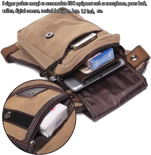 Miniatura 25 de Riñonera táctica al aire libre para hombres y mujeres, bolsa multifuncional para el muslo para motocicleta, bicicleta, senderismo, viajes, pesca