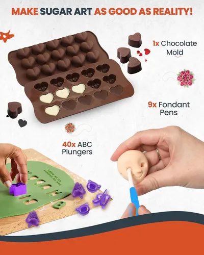 Miniatura 6 de RFAQK Juego de 700 piezas para decoración de pasteles con suministros para hornear - Soporte giratorio para pasteles para decorar con moldes