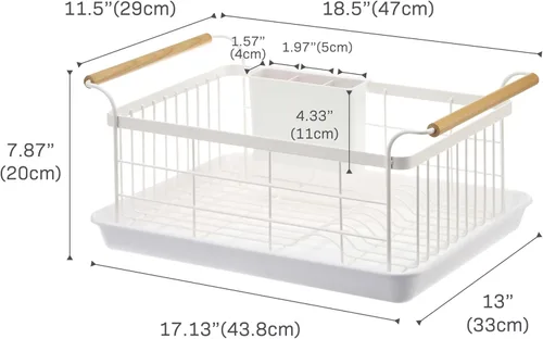 Miniatura 8 de Yamazaki Home Escurridor de Platos – Escurridor de Platos Blanco Moderno para Encimera de Cocina con Bandeja Escurridora Extraíble y Soporte