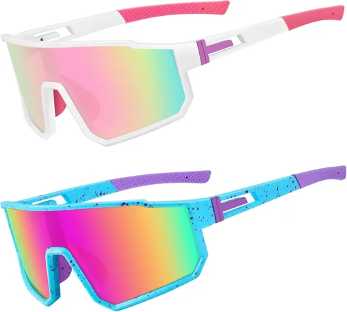 Miniatura 20 de Gafas de sol deportivas para niños, polarizadas, con protección UV400, para niños y niñas, para béisbol, softbol, ciclismo Lentes rojas con montura