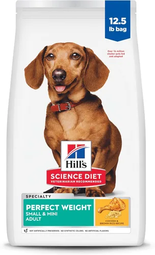 Hill's Science Diet Peso Perfecto, Adultos 1-6, Razas Pequeñas y Mini, Gestion del Peso, Alimento Seco para Perros, Receta de Pollo, Bolsa de 12.5
