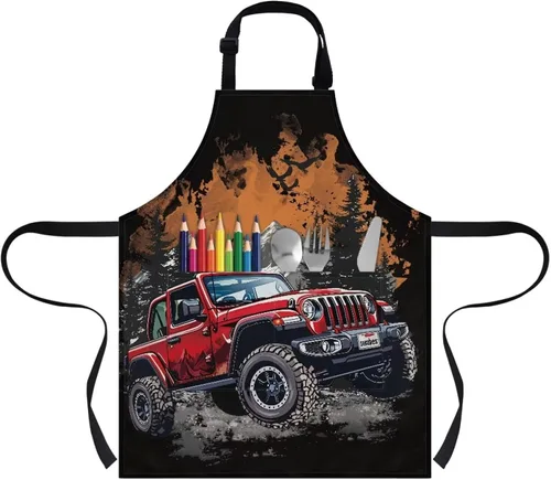 Miniatura 24 de Cozeyat Delantales de cocina para niños y niñas, delantales de pintura con bolsillos, delantales ligeros con correa ajustable