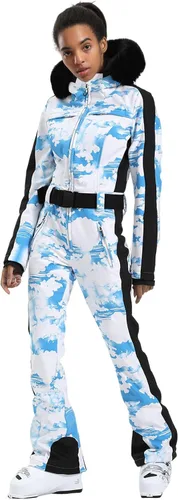 Miniatura 22 de GSOU SNOW Traje de esquí para mujer, traje de nieve de una pieza, para snowboard, delgado, aislante, impermeable, resistente al viento