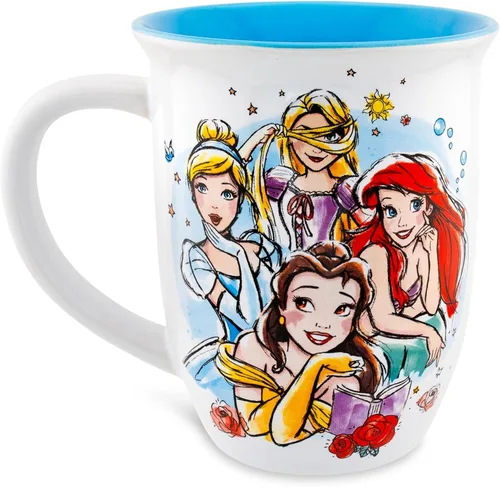 Miniatura 2 de Taza de cerámica de borde ancho Silver Buffalo Disney Princess “I Woke Up Like This” con Belle, Cenicienta, Ariel y Rapunzel, 16 onzas Blanco