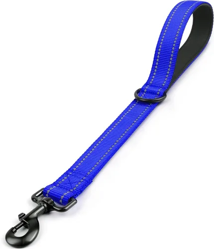 Miniatura 24 de Joytale Correa corta fuerte para perro de 18 pulgadas, 1.2 pulgadas de ancho, resistente, mango acolchado para control de tráfico, correa Negro