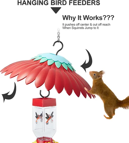 Miniatura 4 de Beserie Comedero para Pájaros Protector Meteorológico Cubierta de Cúpula Roja Protección contra Lluvia para Comederos de Colibríes con Foso