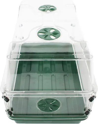 Miniatura 3 de EarlyGrow 93763 propagador medio con cúpula para semillas y hierbas con extensión de altura lateral ventilada, verde
