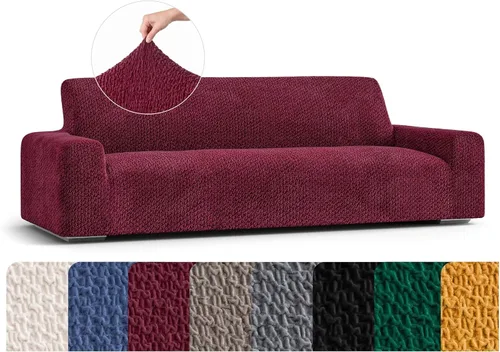 Miniatura 37 de PAULATO BY GA.I.CO. Funda para sofá, funda de sofá biplaza, funda elástica para sillón, funda de tela de poliéster suave, colección terciopelo, Negro