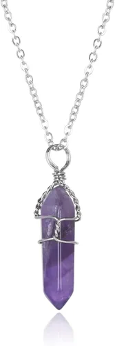 1 collar con colgante de piedras preciosas naturales cristal curativo cuarzo reiki chakras joyas de 18 pulgadas regalo de cumpleaños para mujeres y