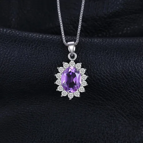 Miniatura 44 de JewelryPalace Princess Diana Kate Middleton Natural Amethyst Citrine Garnet Peridot Topaz Created Ruby Sapphire Simulated Emerald Pendant Necklace
