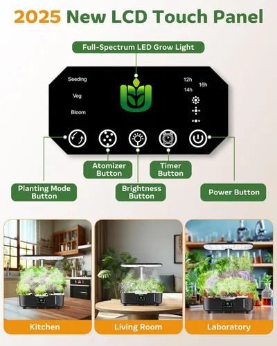 Miniatura 3 de Kit de sistema de cultivo hidropónico Misting de 15 cápsulas para jardín de hierbas inteligente para interiores con panel táctil LCD de 6 L, tanque