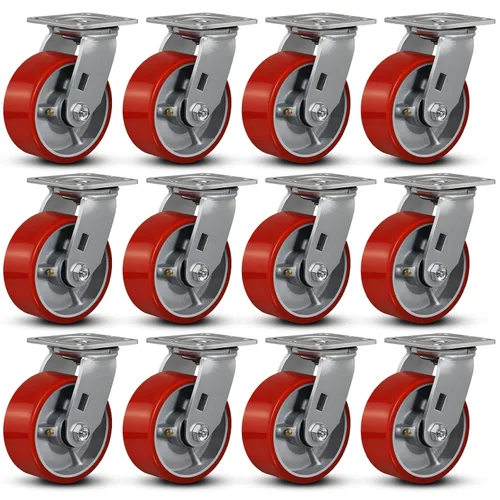 Miniatura 19 de Ruedas industriales de 4 x 2 pulgadas, ruedas resistentes, ruedas de poliuretano, capacidad de hasta 3200 libras. Uso para camión de plataforma