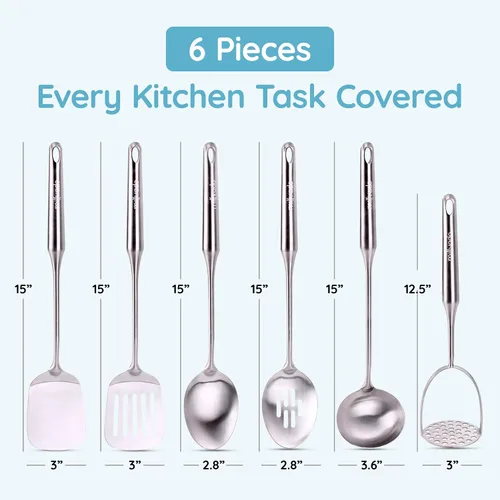 Miniatura 4 de Cucharón de sopa, cucharón de acero inoxidable, cucharones de 15 pulgadas para servir o cocinar, calidad premium, apto para lavavajillas, metal