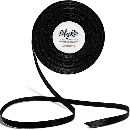 Rollo de satén de cinta negra de 1/4 de pulgada, 36 yardas, perfecto para álbumes de recortes, arte, Halloween, corona, corsé, floral, embalaje de
