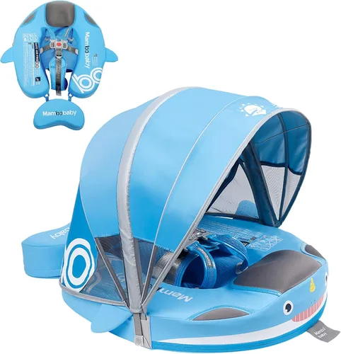 Miniatura 12 de Flotador de piscina para bebé con toldo ajustable 3D UPF50+, añade cola, flotador no inflable para piscina, flotadores de narval de dibujos animados