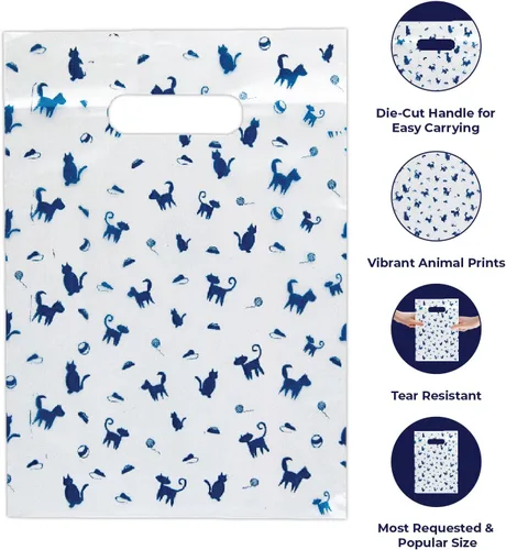 Miniatura 3 de 100 bolsas con estampado temático de mascotas, estampado de perro/gato/hilo, MSP1002, bolsas de plástico transparente para dispersos, bolsa