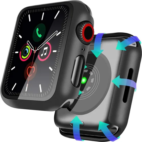 Miniatura 5 de YMHML Funda compatible con Apple Watch de 1.496 pulgadas Series 3/2/1 con protector de pantalla de vidrio templado integrado, protector delgado