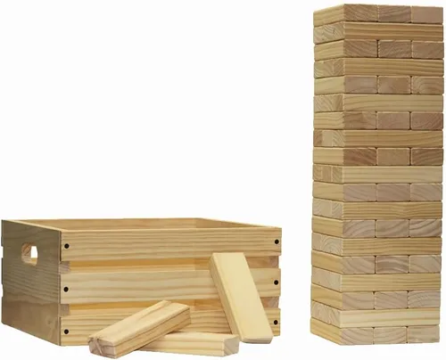 Tailgating Pros Maderas gigantes de primera calidad con caja de madera natural – Juego gigante para patio al aire libre, la torre crece hasta más de