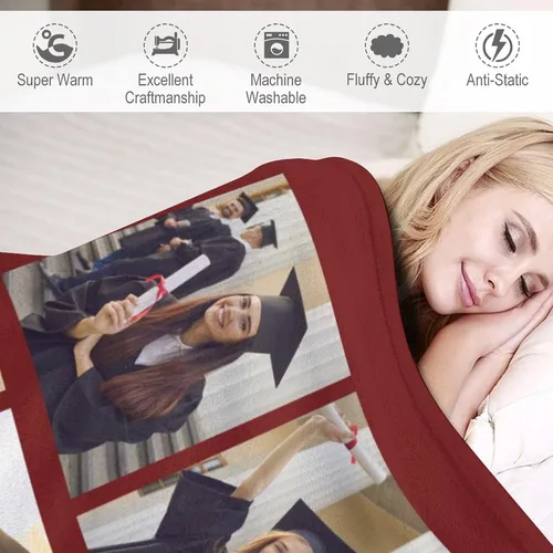 Miniatura 3 de Manta personalizada con fotos/texto, manta personalizada con imagen, regalos de graduación para la clase de 2024, regalos conmemorativos