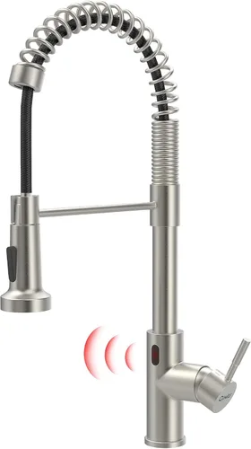 Miniatura 18 de GIMILI - Grifo de cocina sin contacto con resorte y rociador extraíble, sensor de movimiento, activado de manos libres inteligente, una sola manija