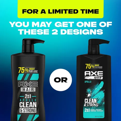Miniatura 3 de AXE Wash & Care Champú y acondicionador 2 en 1 Apollo Wash & Care 4 unidades para un cabello limpio y fuerte, salvia y madera de cedro, botella 100%