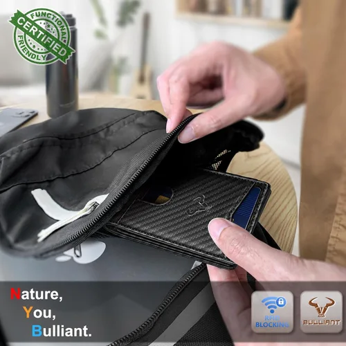 Miniatura 5 de BULLIANT Billetera para hombre, delgada de cuero, bolsillo frontal, tarjetero para regalo, para hombres, 11 ranuras con bloqueo RFID, Minimalista