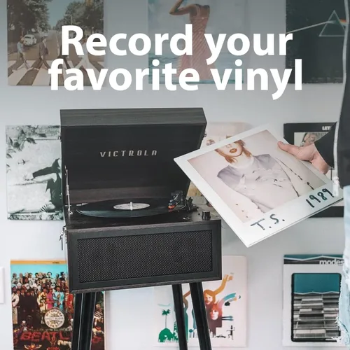 Miniatura 5 de Victrola Liberty – Reproductor de discos Bluetooth – Giradiscos 5-en-1 con transmisión de vinilos, radio FM, reproducción USB, altavoces integrados