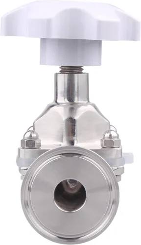 Miniatura 3 de DERNORD Válvula de diafragma sanitaria Sello de silicona Acero inoxidable 316L, 1.5 "Válvula de triple abrazadera (tubo de 1 pulgada OD)