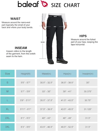 Miniatura 7 de BALEAF Pantalones cargo de senderismo con forro polar para hombre impermeables softshell y bolsillos con cremallera