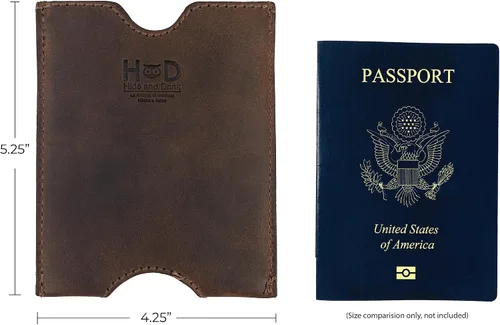 Miniatura 6 de Hide & Drink, Funda de bolsillo para pasaporte de viaje hecha a mano de cuero de grano completo, Bourbon Marrón, Classic