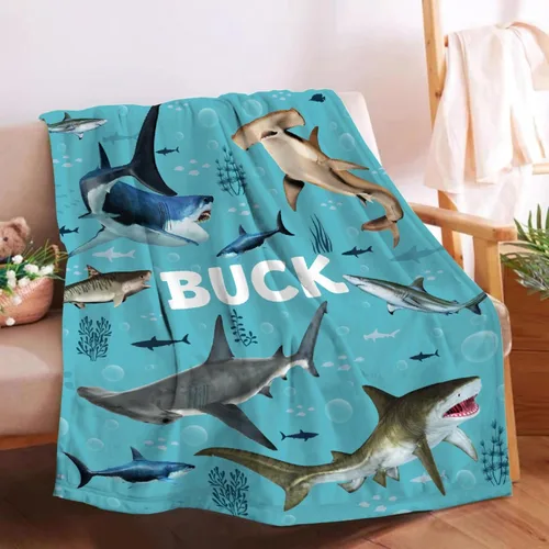 Miniatura 20 de Manta de tiburón de dibujos animados, regalos para niñas y niños, regalos para amantes de los tiburones, manta de tiburón, regalos para niños
