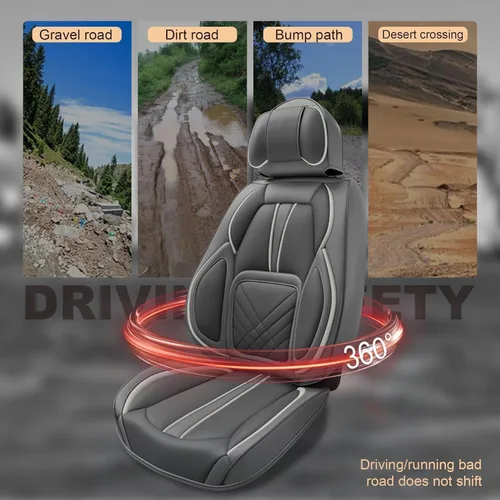 Miniatura 9 de ASLONG 5 piezas 2025 Fundas para asientos delanteros y traseros de auto, accesorios para el interior del auto con cuero Nappa resistente al agua Gris