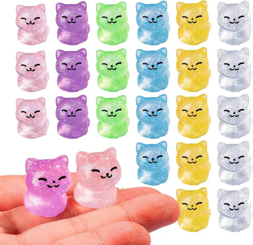 Miniatura 10 de 36 piezas Figuras de Gatos Negros en Mini de Resina Variedad de Animales Pequeños Pequeñas Figuras de Gatos en Miniatura a Granel para Accesorios