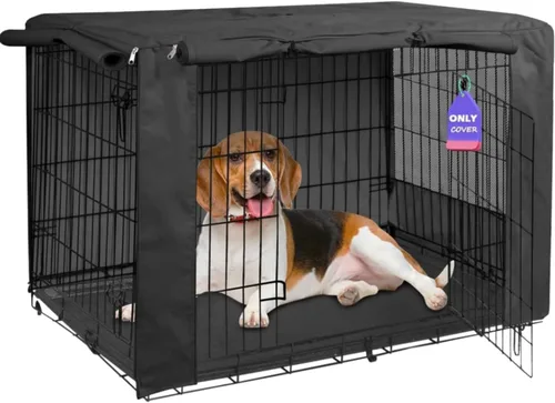 Miniatura 12 de HiCaptain - Cubierta de doble puerta para jaula de perro (para cajas de alambre de 24 30 36 42 48 pulgadas)