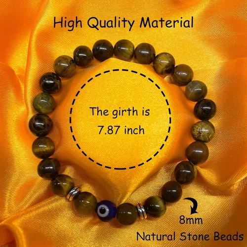Miniatura 2 de HOHOTANG Pulsera contra el mal de ojo para hombre, pulsera de cuentas de piedra natural, amuleto de protección de la suerte para hombres, familiares