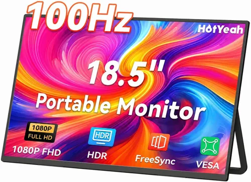 Miniatura 10 de HotYeah Monitor portátil, 15.6 pulgadas 1080P FHD monitor para laptop USB-C HDMI pantalla externa de computadora HDR FreeSync IPS con soporte