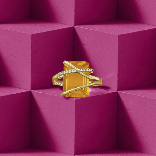 Miniatura 4 de Ross-Simons Anillo de diamantes de 7.00 quilates y citrino de 0.15 qt t t en oro amarillo de 14 quilates
