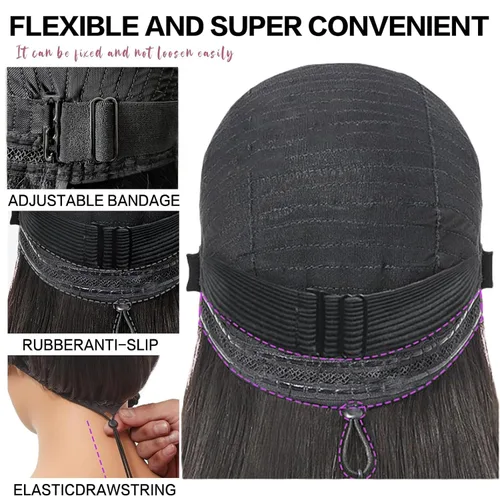 Miniatura 4 de Farblick Peluca Bob de cabello humano de 10 pulgadas, pelucas sin pegamento de cabello humano pre cortadas, pre depiladas, 6×4 encaje frontal HD