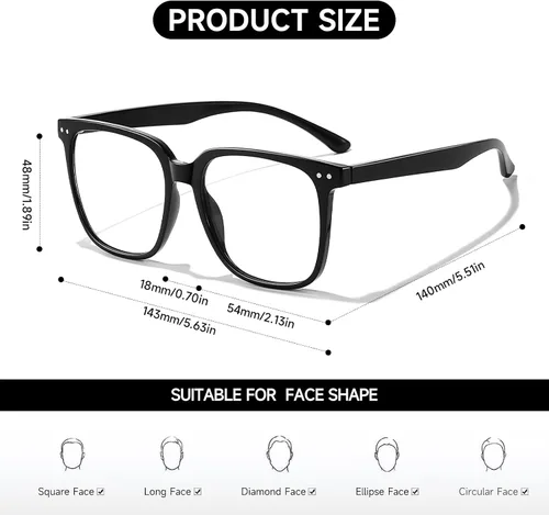 Miniatura 5 de Oversized Square Blue Light Blocking Glasses for Women Men, Anti Glare Computer Glasses, Reduce Eye Strain