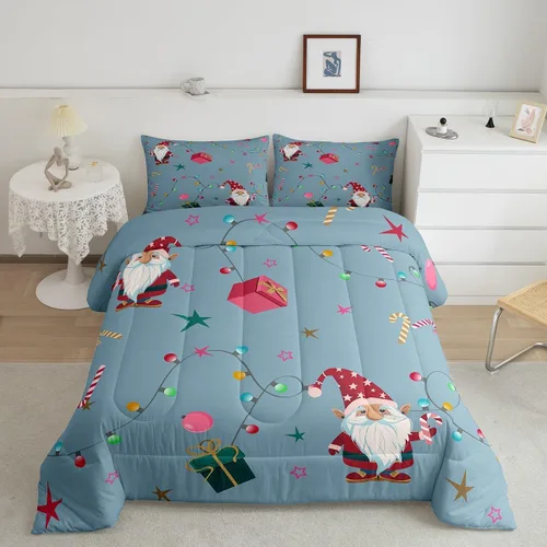 Miniatura 25 de Erosebridal Juego de edredón de Feliz Navidad, tamaño individual, divertido edredón de Papá Noel para niños y niñas, edredón de plumón de pingüino
