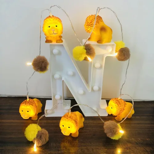 Miniatura 11 de Guirnalda de luces LED con forma de león con forma de animal de 5.4 pies, 10 luces LED de león con sombrero rojo, luces de hadas para decoración