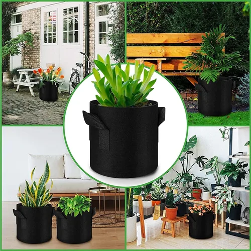Miniatura 6 de Bolsas de cultivo LUNGAR 10 galones. Juego de 5 macetas para plantar, tela de aireación más gruesa de 300G, no tejida, asas reforzadas para maceta
