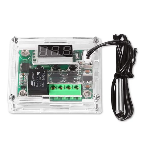 Miniatura 2 de UMLIFE 2 piezas de módulo controlador de temperatura con estuche, XH W1209 pantalla LED módulo termostato digital con sonda NTC impermeable -50~110℃