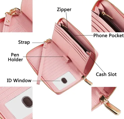 Miniatura 6 de Chelmon - Monedero para mujer de cuero genuino con bloqueo de señal RFID, para tarjetas de crédito