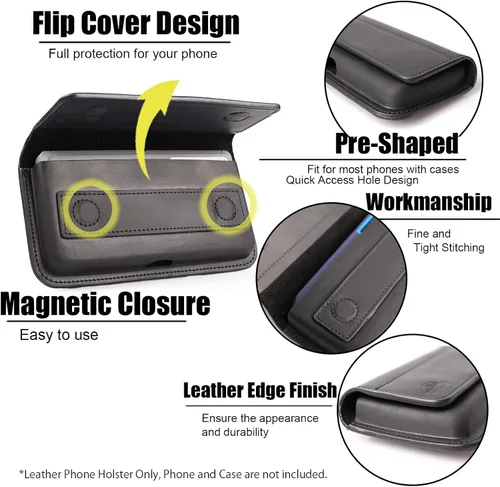 Miniatura 2 de Topstache Funda de cuero para iPhone 17/16/15/14 - Funda de teléfono celular con clip para cinturón para Galaxy S25/S24/S23 - Funda universal