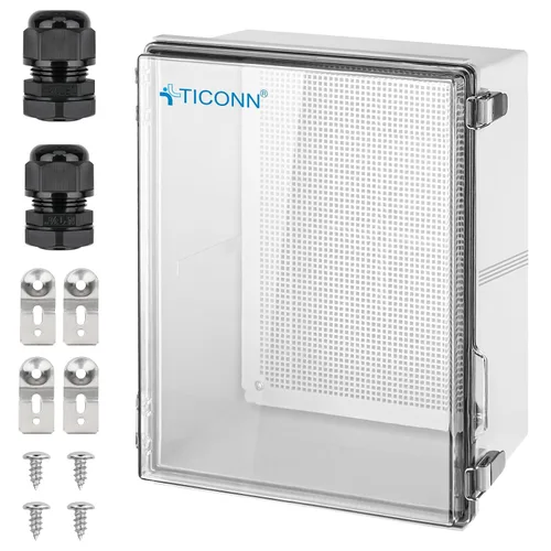 Miniatura 15 de TICONN - Caja de conexiones eléctricas impermeable IP67 con carcasa de plástico ABS con tapa con bisagras con placa de montaje, soportes de pared