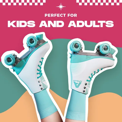 Miniatura 9 de APOLLO Patines de ruedas – Patines retro para niñas y mujeres – Patines cuádruples ajustables con tacón alto – Disco Quads