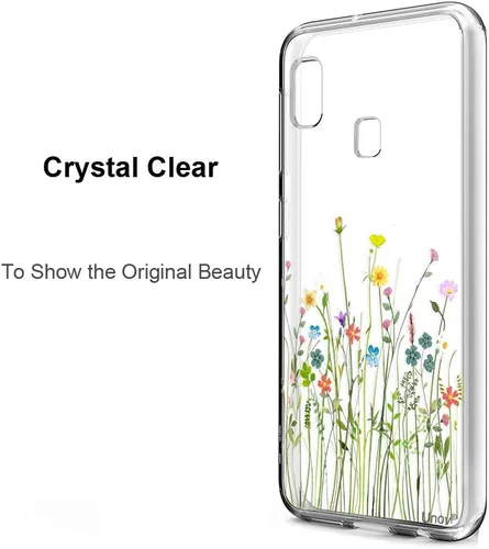 Miniatura 2 de Unov Funda compatible con Galaxy A10e Galaxy A20e funda transparente con diseño de TPU suave, absorción de golpes, patrón delgado en relieve Flower