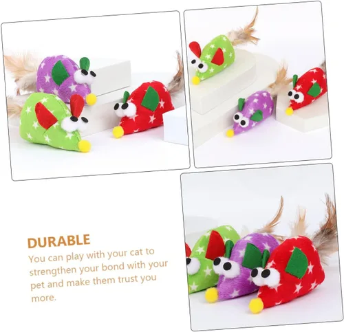 Miniatura 7 de Angoily 3pcs Plume Mouse Cat Interactive Chew Playthings for Kittens Pet Teasing Fun Stimulating Activity